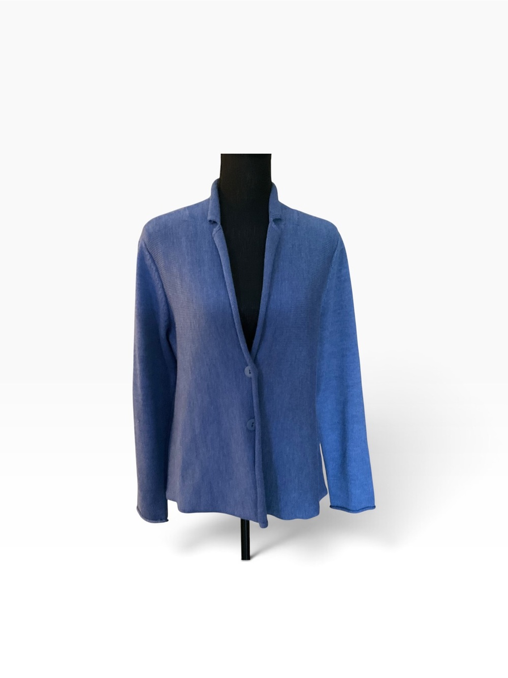 Eileen Fisher Blue 100% Merino Wool Button Front Cardigan Sweater S - Picture 2 of 8